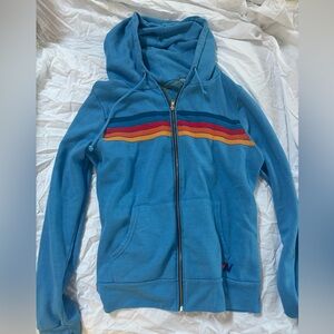 Aviator Nation 5 Stripe Hoodie Ocean